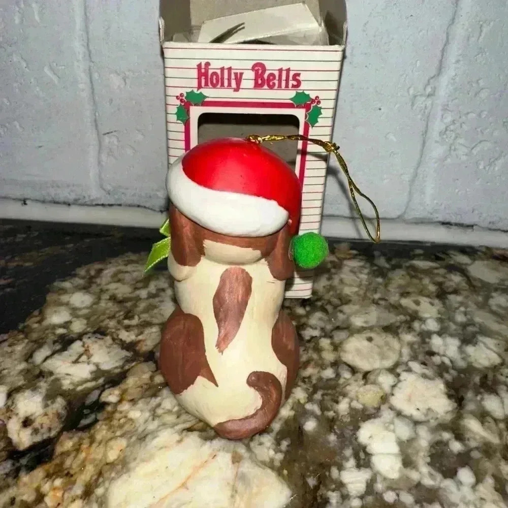 VINTAGE 1986 Holly Bells Dog Christmas Ornament - Picture 6 of 15